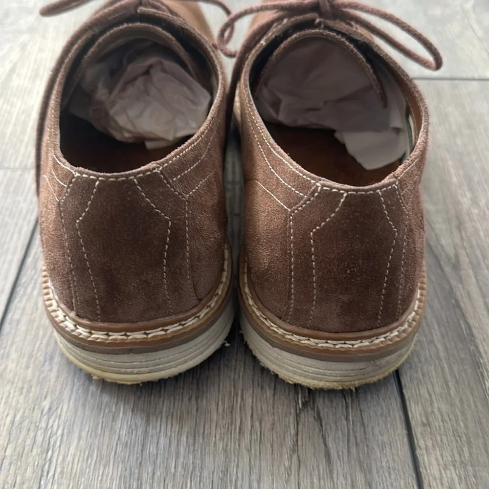 Timberland brown tan soft suede lace up oxfords with sensorflex 9.5 fall winter